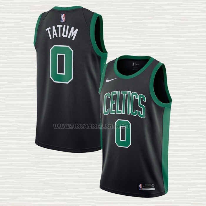 Camiseta Jayson Tatum NO 0 Boston Celtics Statement 2017-2018 Negro